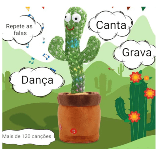 Cacto Dançante Com Repetidor de Voz Interativa Original