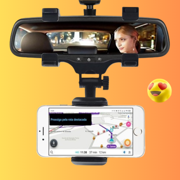 Suporte de Celular Para Retrovisor Rotativo Abs Seguro e Firme