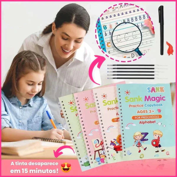 Kit com 4 Cadernos de Caligrafia Magico/ Frete Grátis