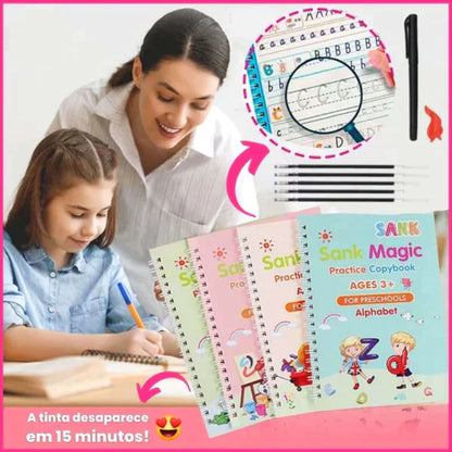 Kit com 4 Cadernos de Caligrafia Magico/ Frete Grátis