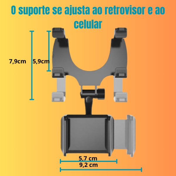 Suporte de Celular Para Retrovisor Rotativo Abs Seguro e Firme