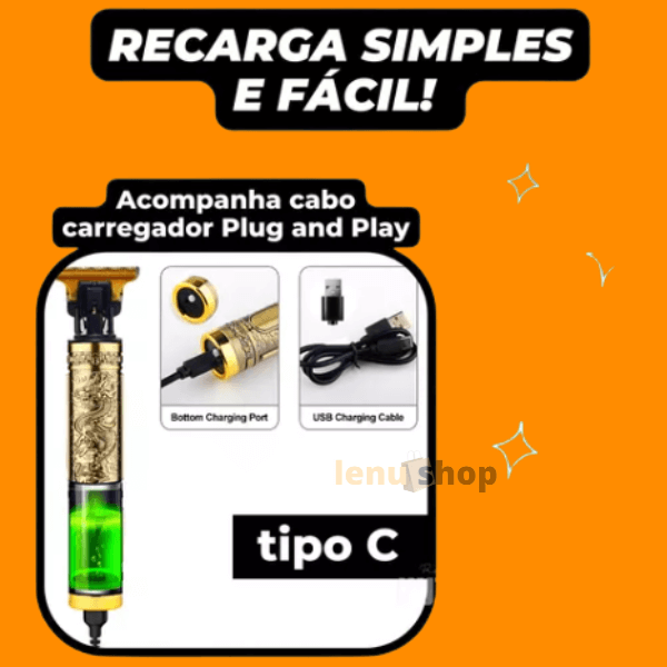 Maquina de Acabamento Barba Cabelo Recarregável Sem Fio